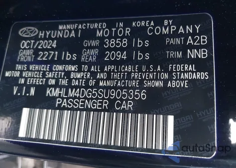 2025 Hyundai Elantra Sel Sport z USA, uszkodzony, nr VIN KMHLM4DG5SU905356